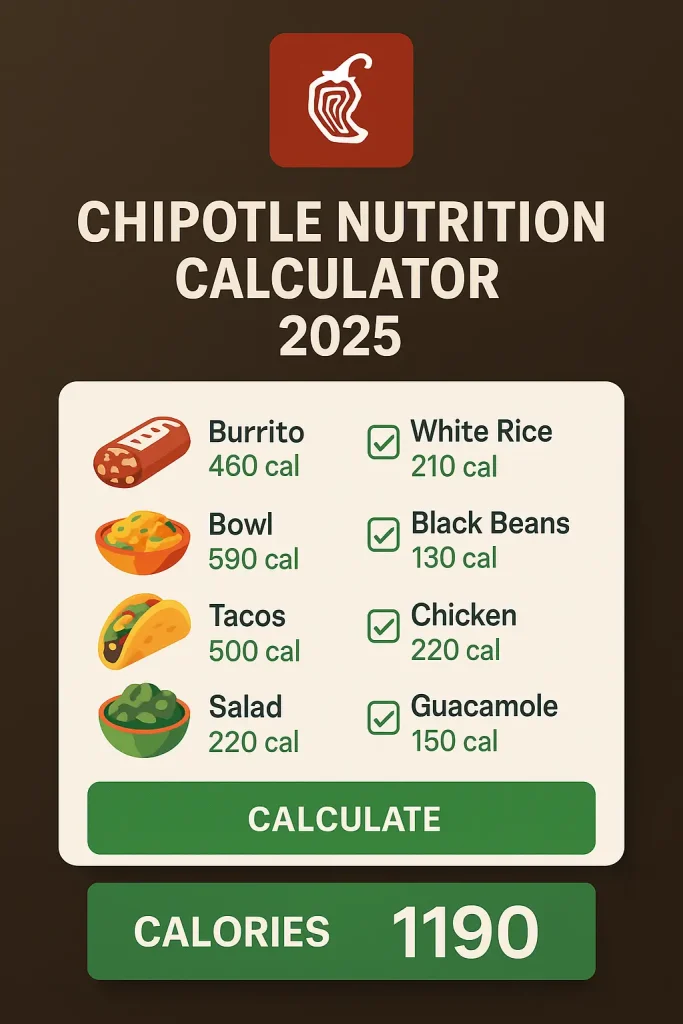 Chipotle Nutrition Calculator & Calories Counter 2 How the chipotle Calculator Works