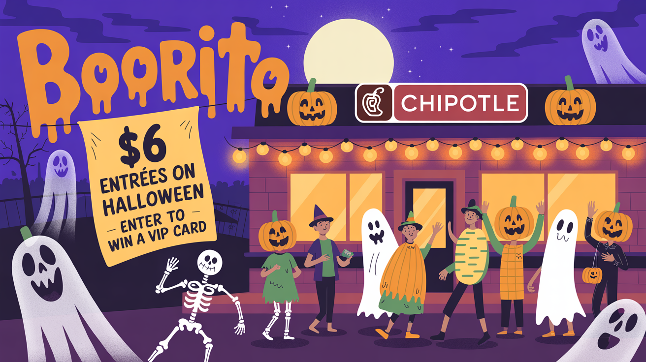 CHIPOTLE BOORITO RETURNS WITH $6 ENTREES ON HALLOWEEN AND A COSTUME CONTEST TO WIN A VIP CARD 1 Chipotle Boorito 2025 halloween night