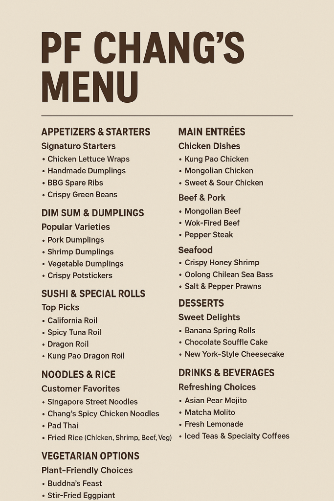 PF Chang Menu image